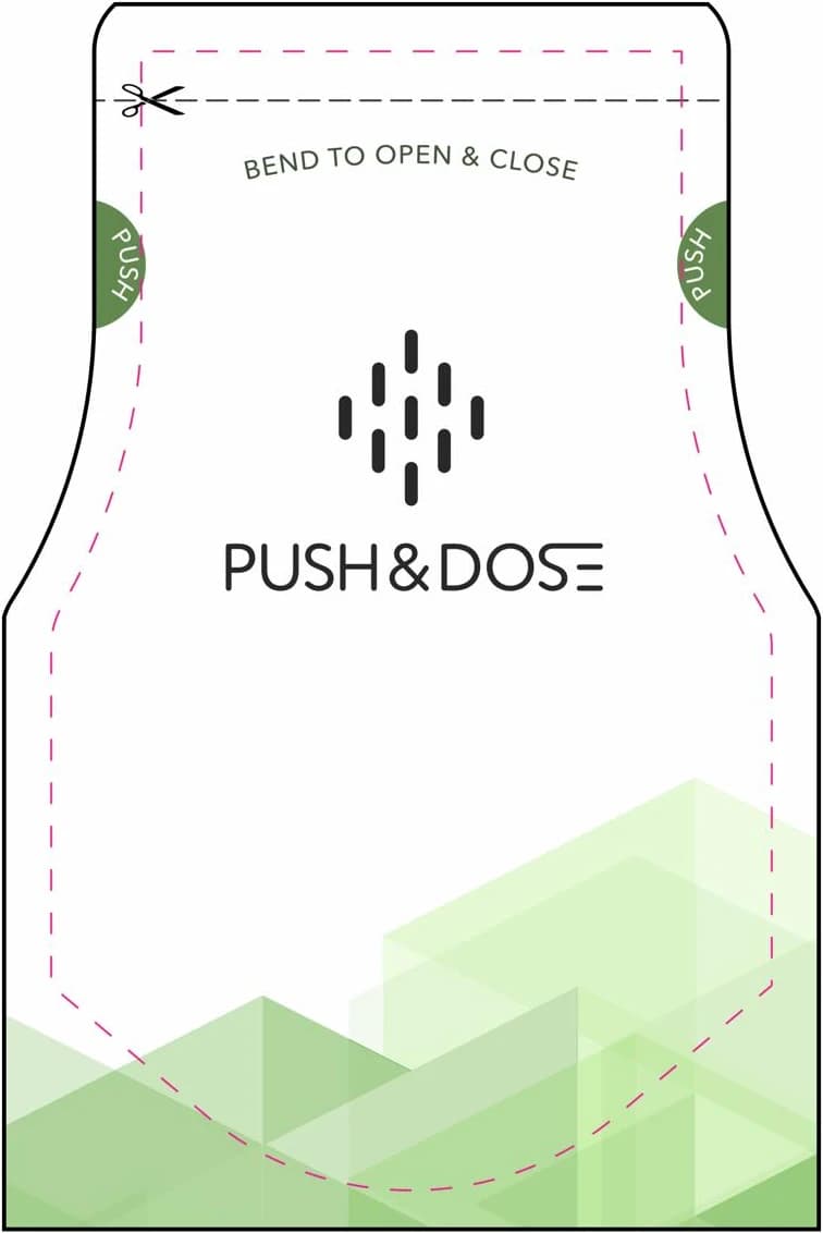 Trykktegning av en Push&Dose-pose: Profilert pose, 100 × 150 mm