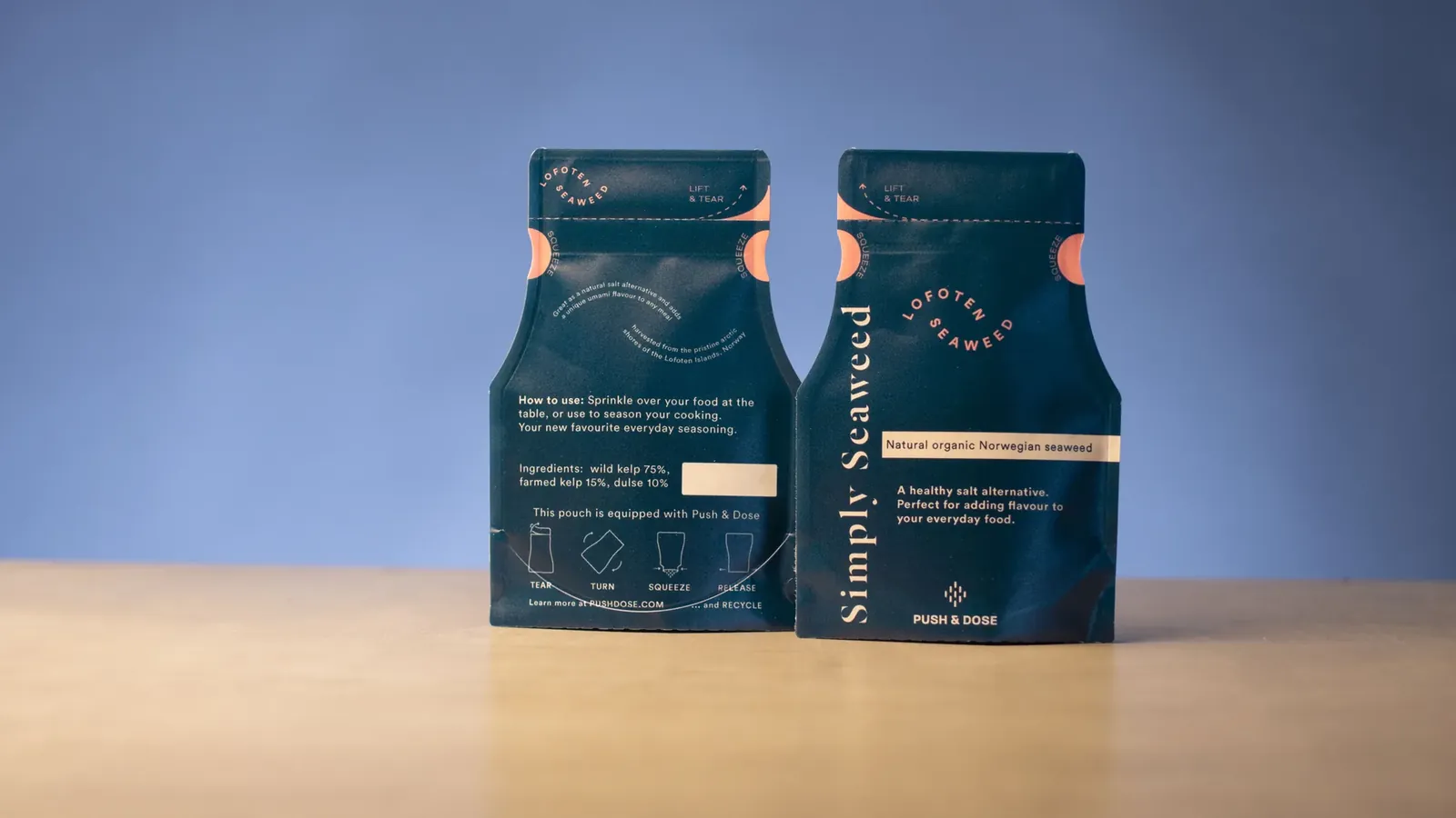 Simply-Seaweed-Beutel von Lofoten Seaweed mit Push&Dose-Aufsatz